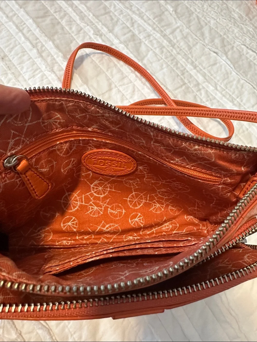 Fossil Orange Leather Crossbody Bag